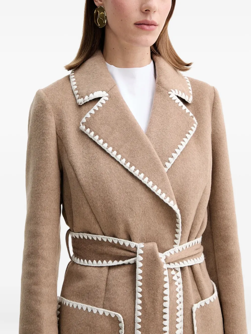 GUESS USA Jas met ceintuur Beige