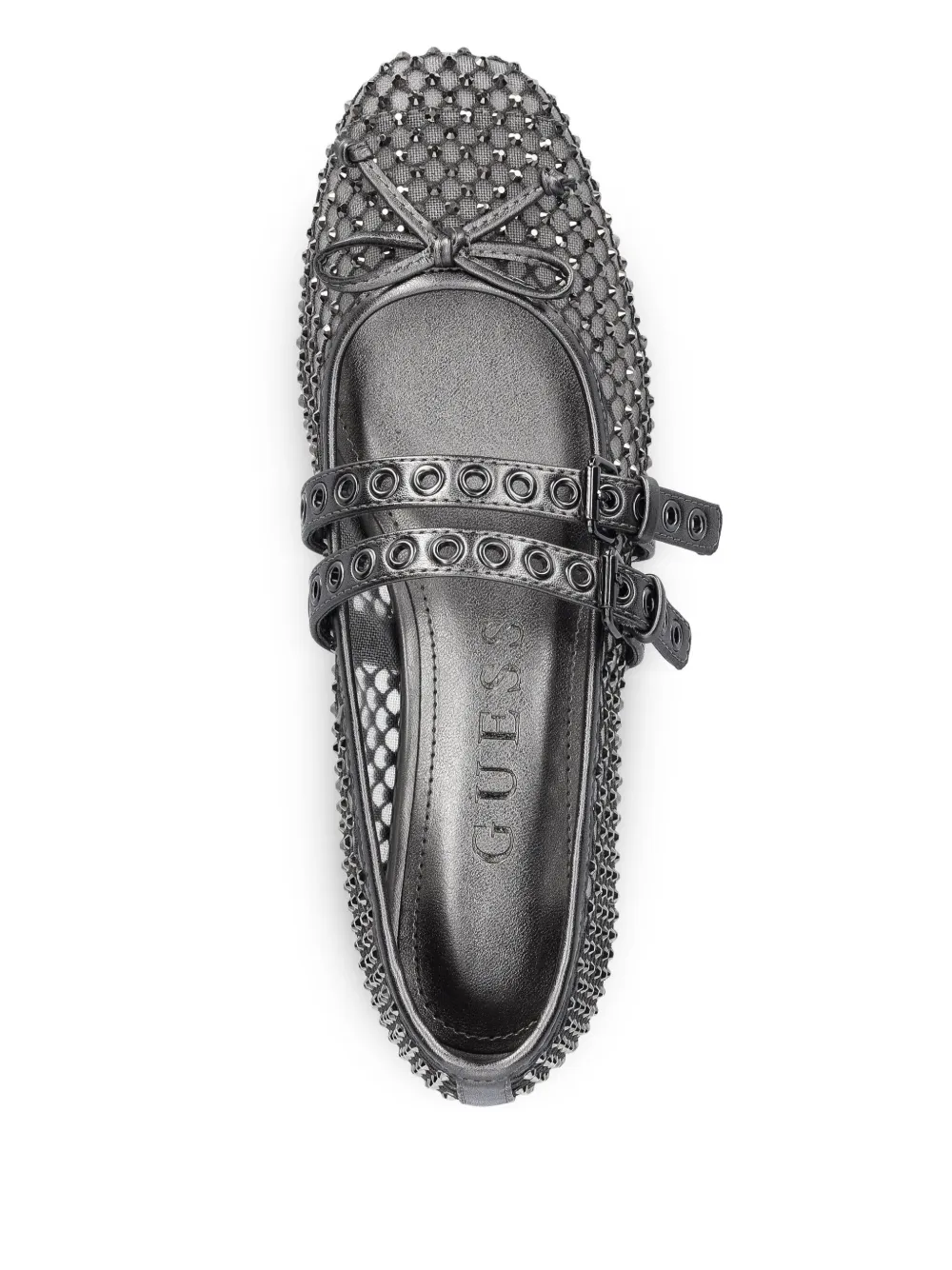 GUESS USA embellished buckle ballet flats Silver