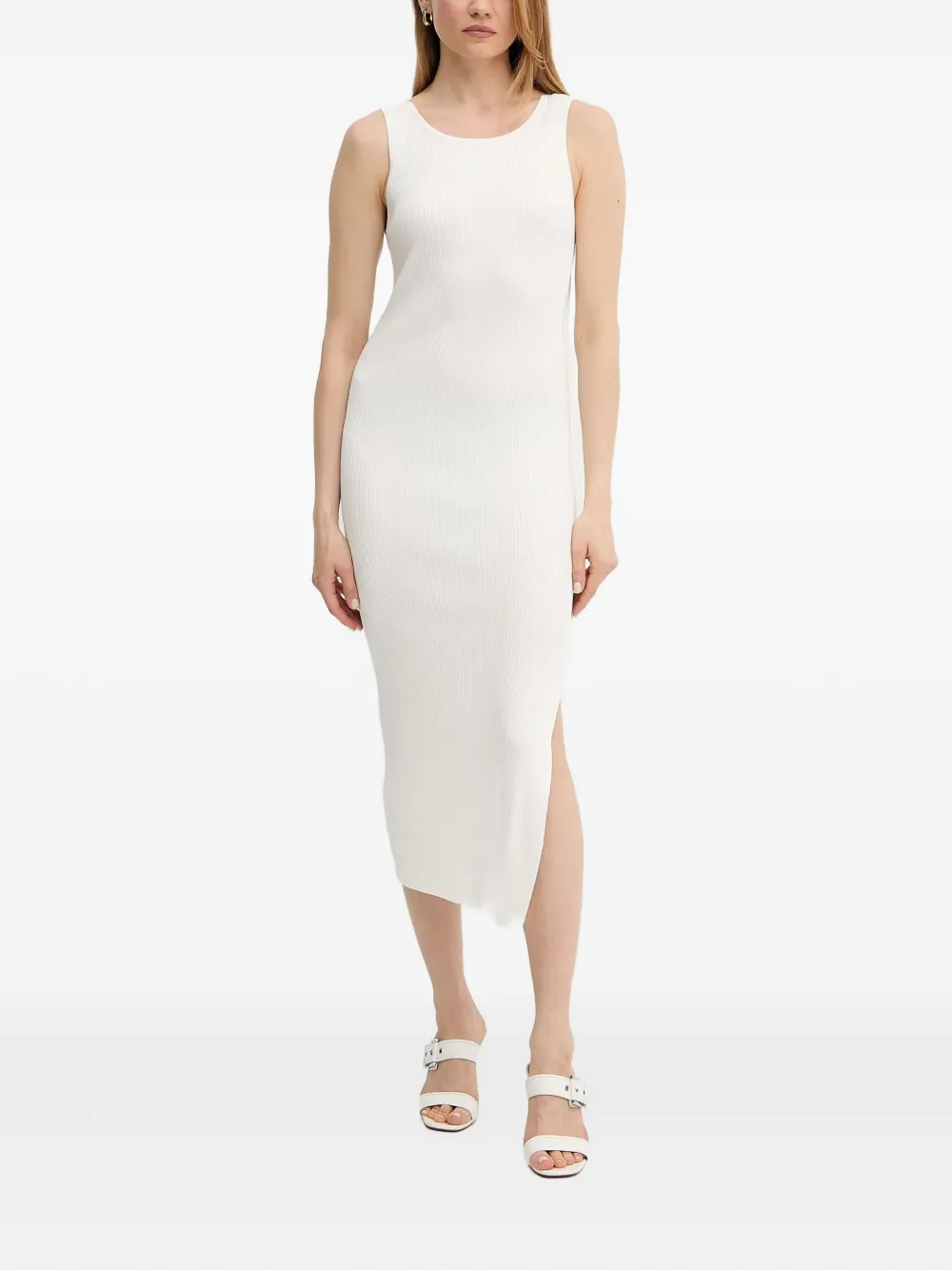GUESS USA midi ribbed open-back dress | White | Image 1