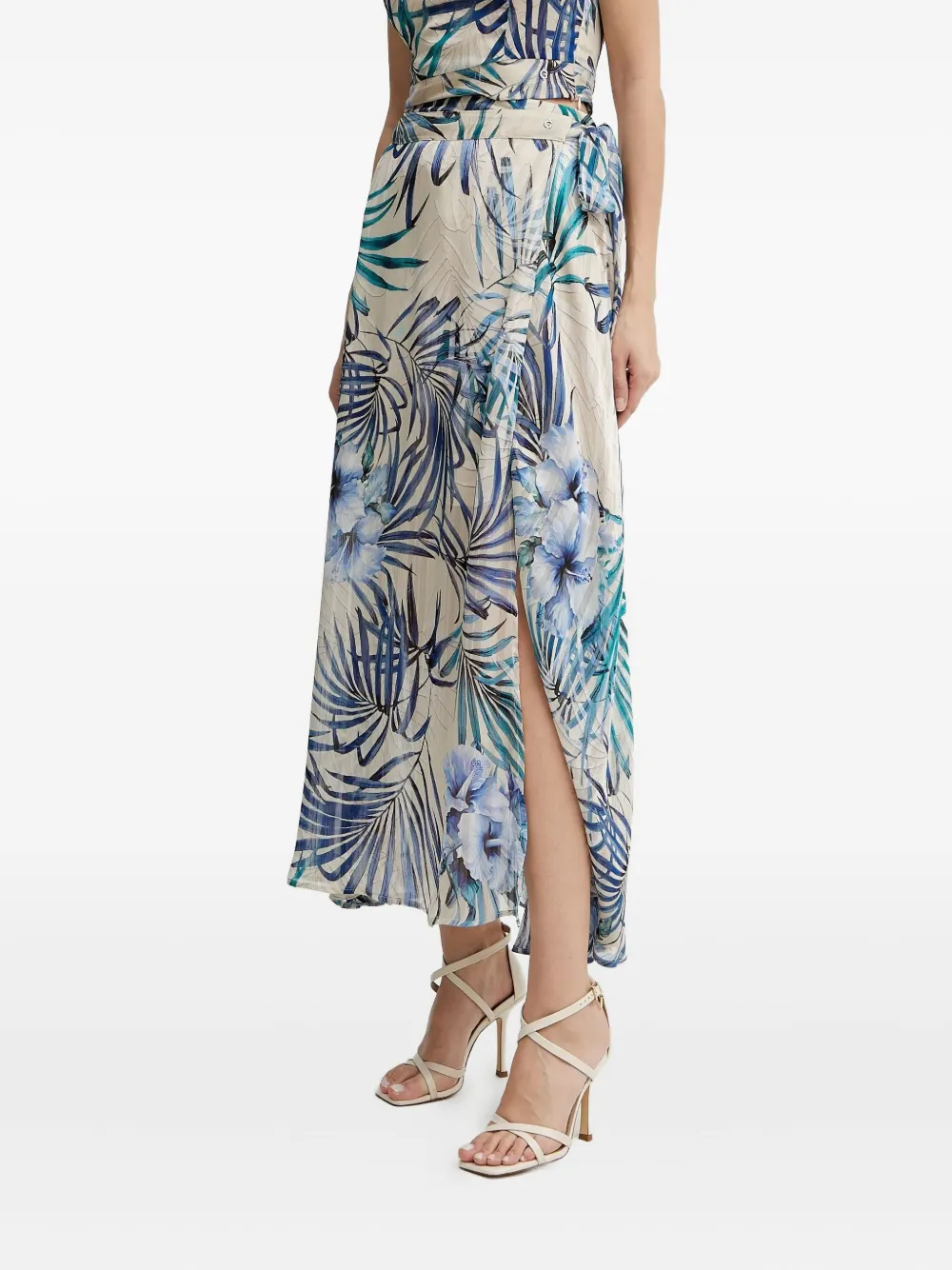 GUESS USA New Romana tropical-print wrap maxi skirt - ブルー GUESS USA New Romana tropical-print wrap maxi skirt - ブルー