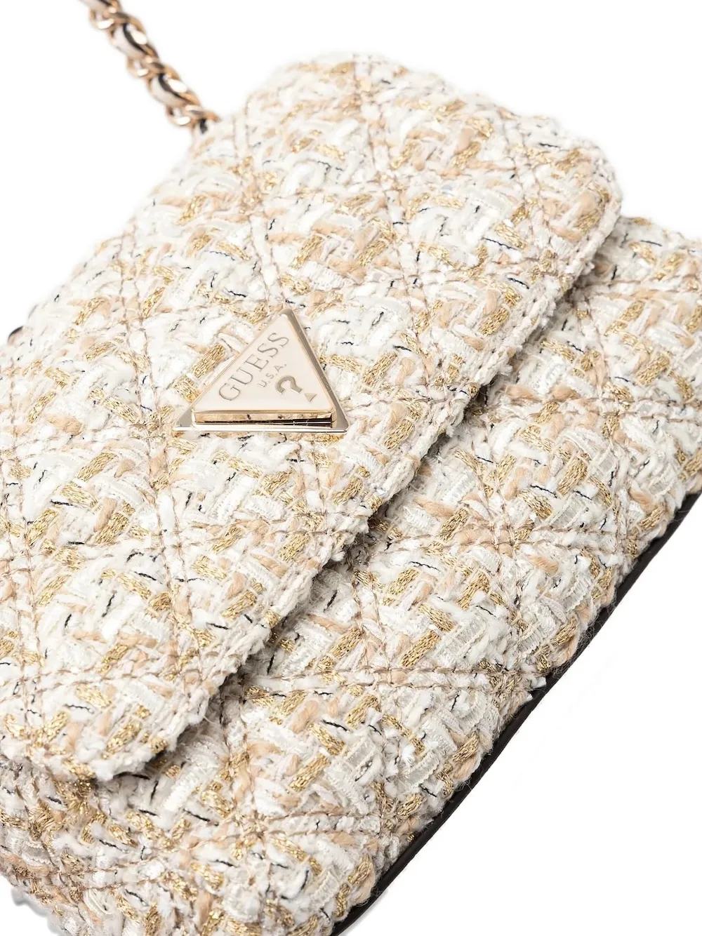 GUESS USA Tweed crossbodytas met kettinghengsel Beige