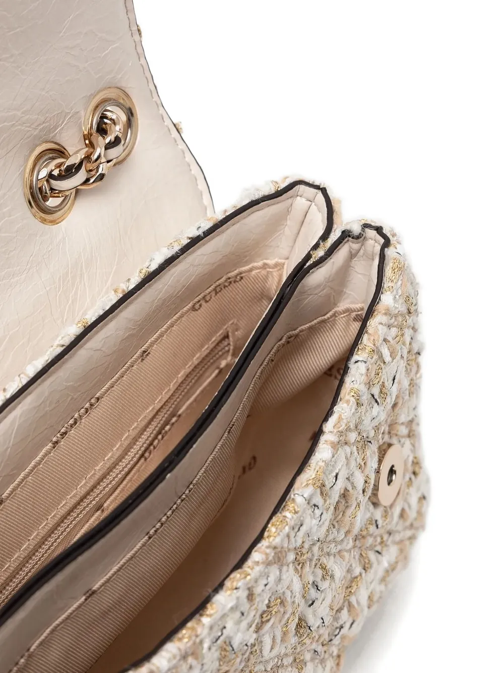 GUESS USA Tweed crossbodytas met kettinghengsel Beige