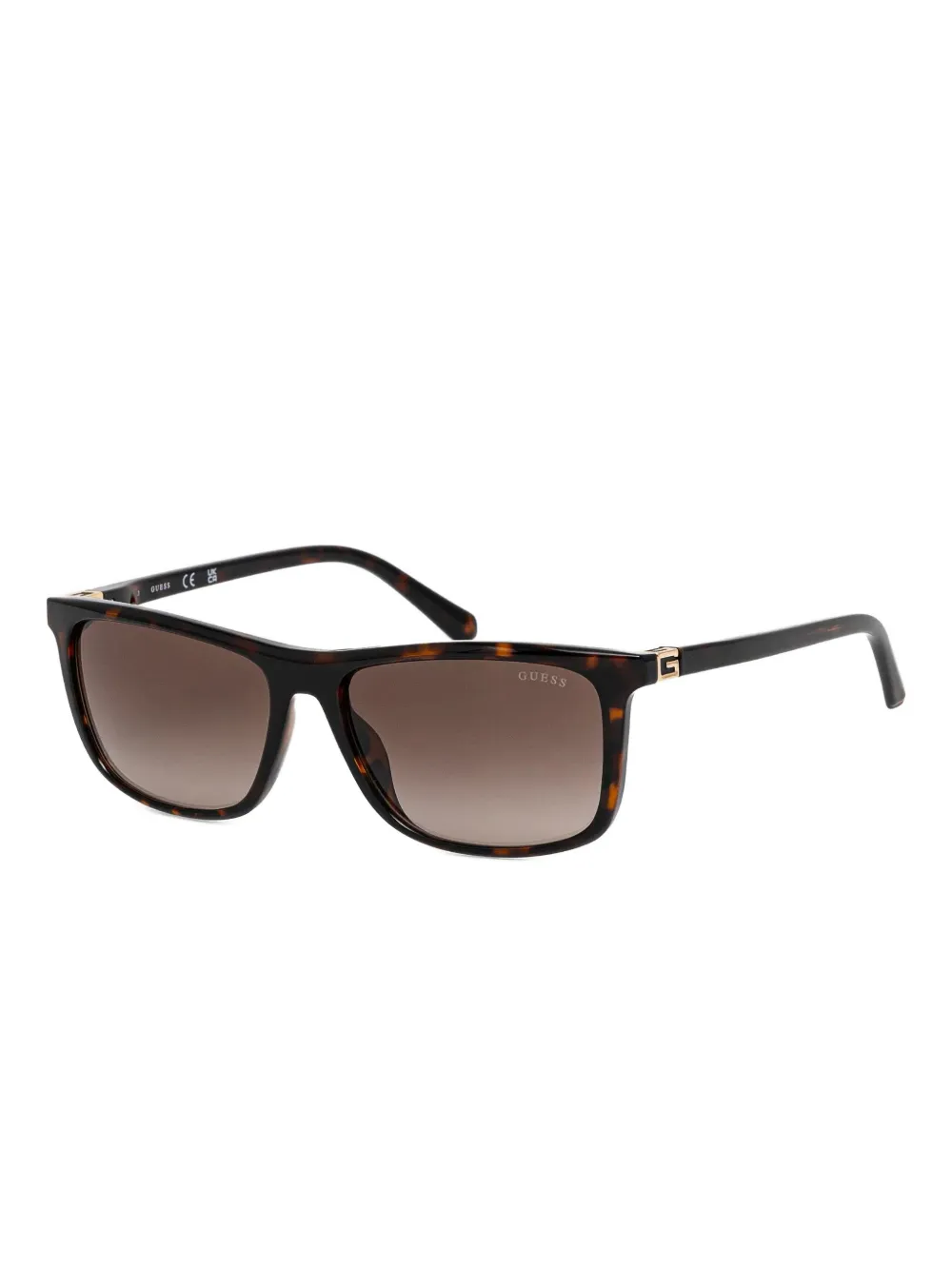 GUESS EYEWEAR Zonnebril met rechthoekig montuur en schildpadschild-effect Bruin