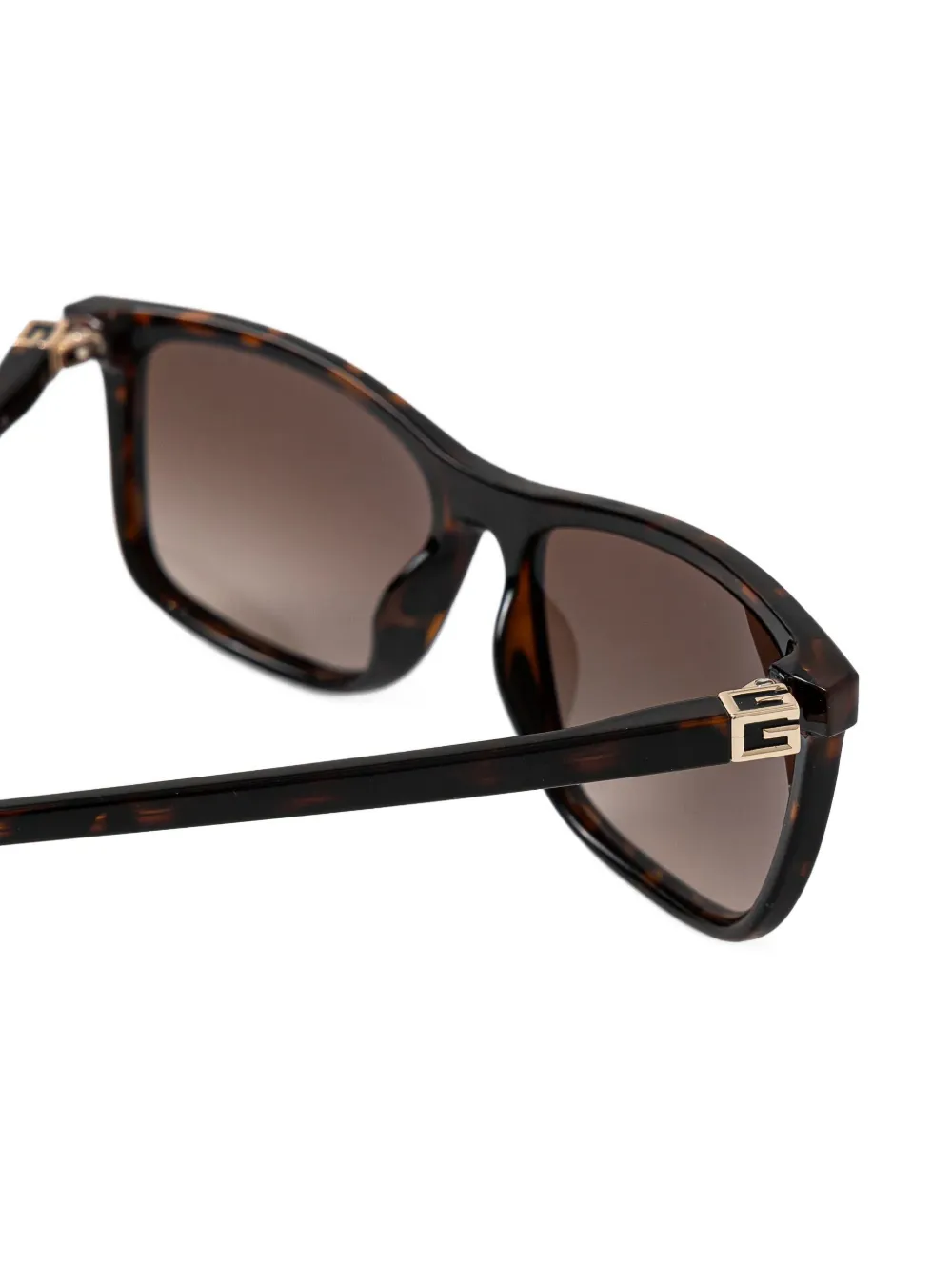 GUESS EYEWEAR Zonnebril met rechthoekig montuur en schildpadschild-effect Bruin