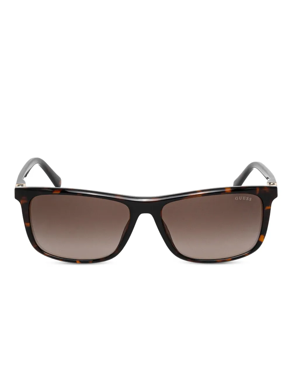GUESS EYEWEAR Zonnebril met rechthoekig montuur en schildpadschild-effect Bruin