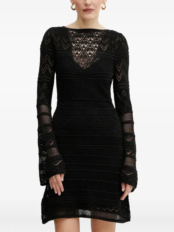 GUESS USA Robe Courte En Maille Ajourée Noir FARFETCH TN