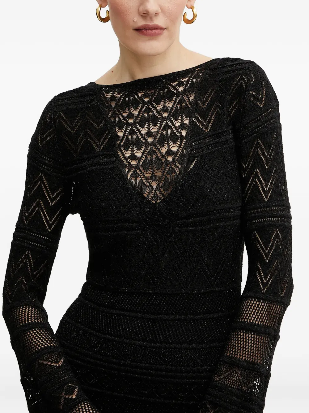 GUESS USA Opengebreide mini-jurk Zwart