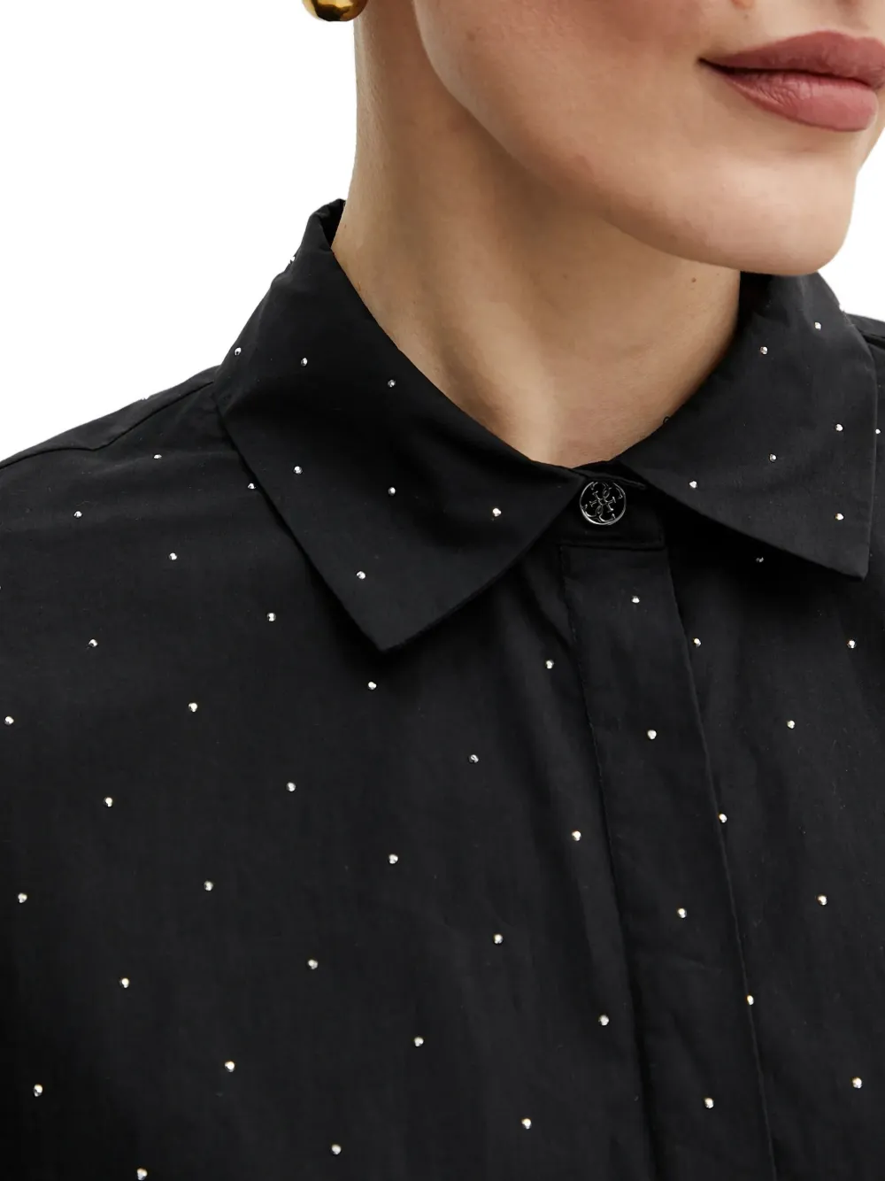 Guess Usa Embellished Shirt In Black