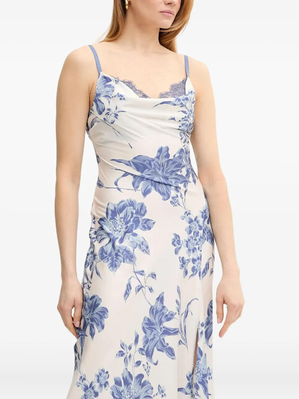 GUESS USA Maxi-jurk met col en bloemenprint Wit