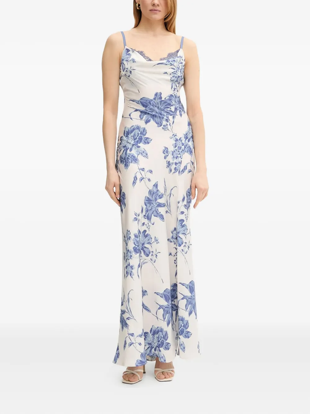 GUESS USA cowl-neck floral-print maxi dress | White | Image 1