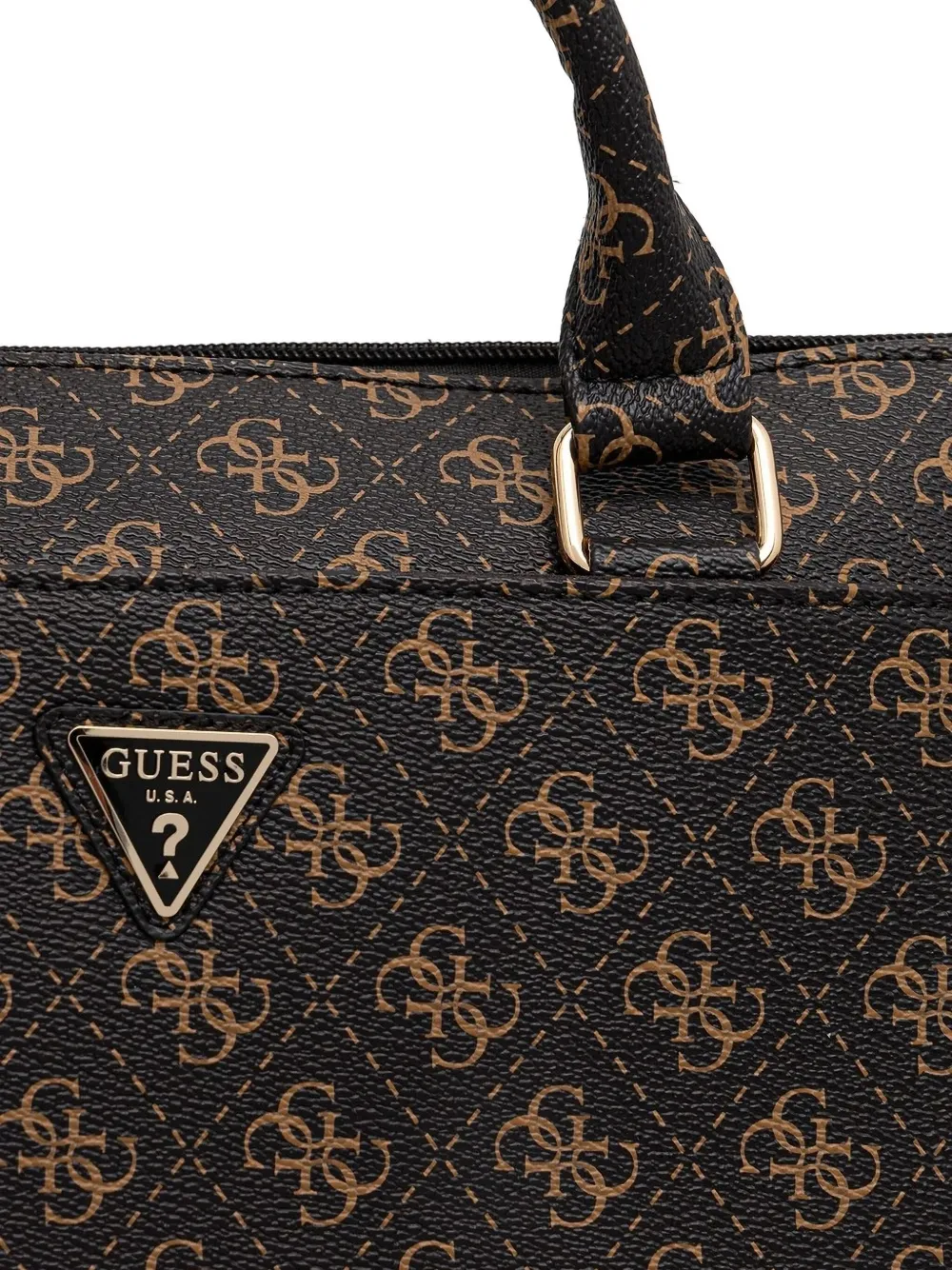 GUESS USA Laptoptas met logoplakkaat en handgreep Zwart