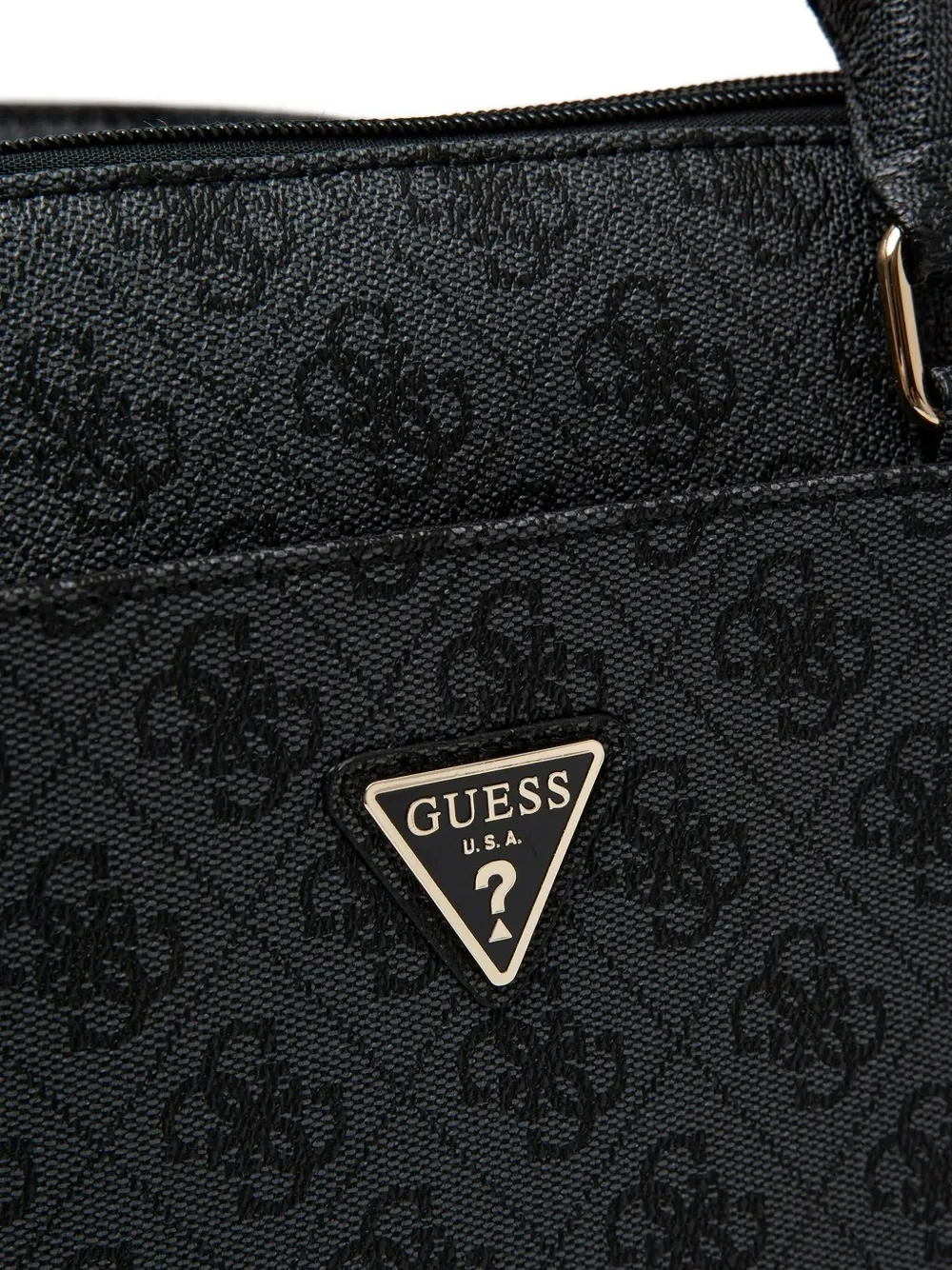 GUESS USA logo-plaque top-laptop bag Zwart
