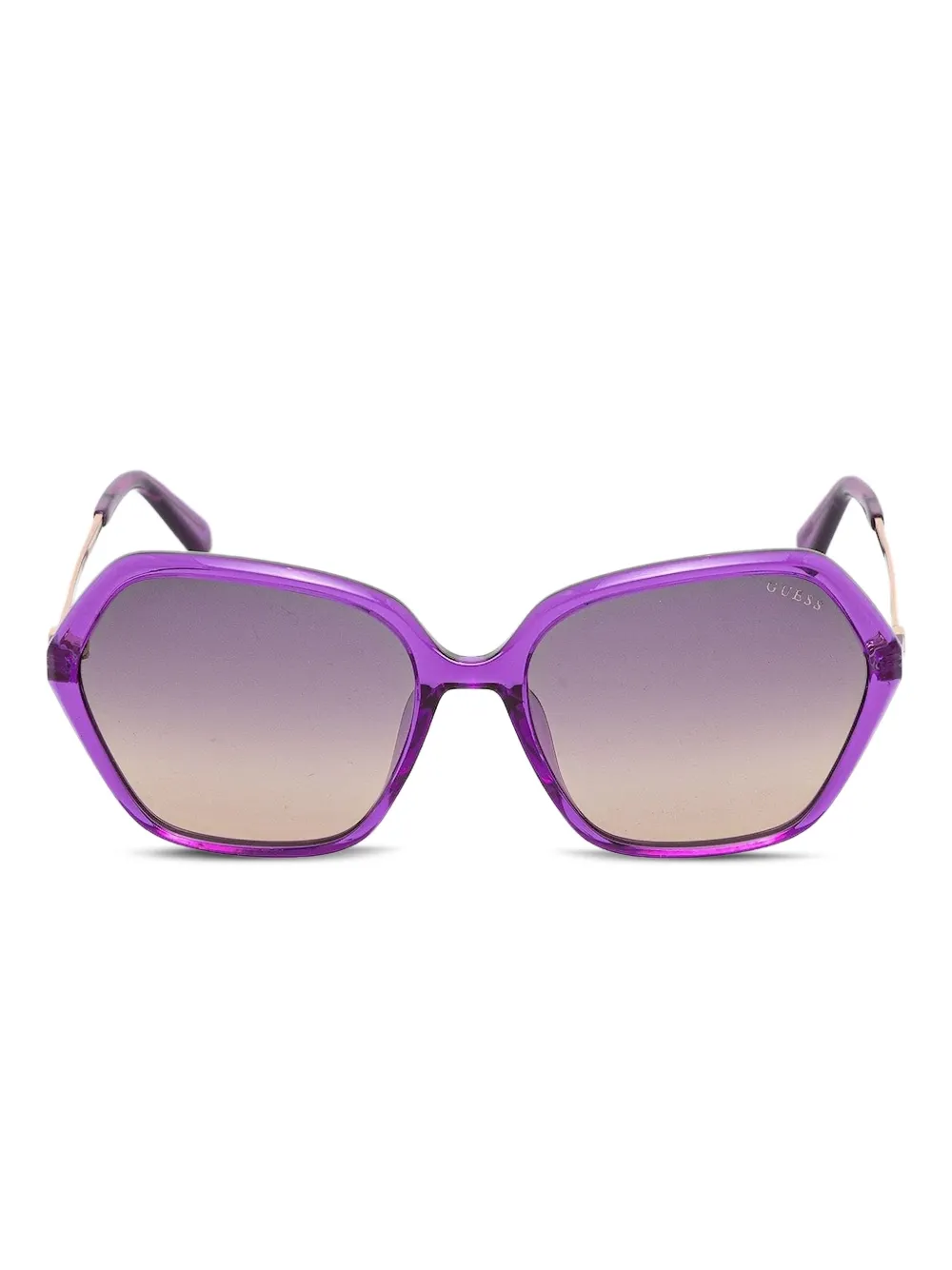 GUESS EYEWEAR Zonnebril met geometrisch montuur Paars