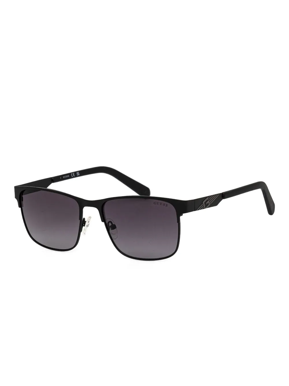 GUESS EYEWEAR Zonnebril met rechthoekig montuur met logoprint Zwart