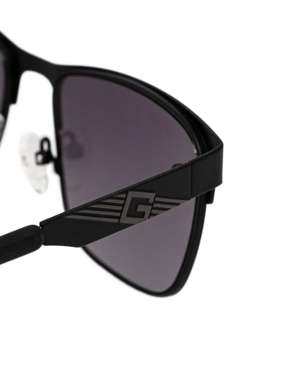 GUESS EYEWEAR Zonnebril met rechthoekig montuur met logoprint Zwart