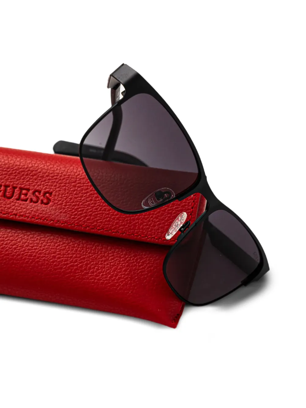 GUESS EYEWEAR Zonnebril met rechthoekig montuur met logoprint Zwart