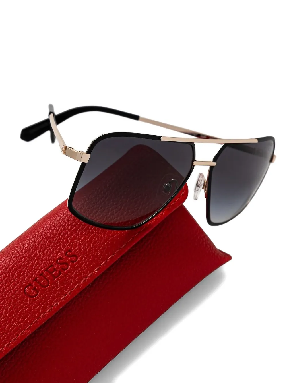 GUESS EYEWEAR square-frame double-bridge sunglasses Zwart