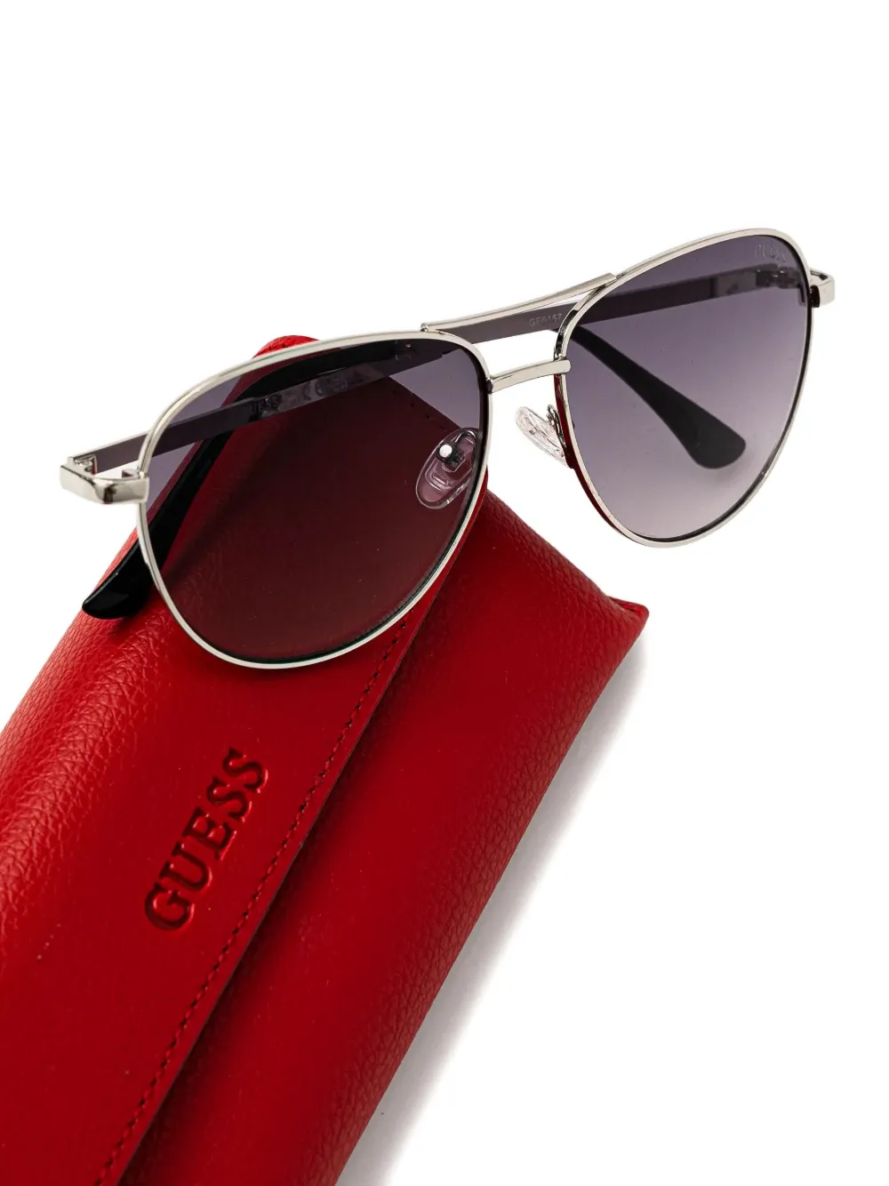 GUESS EYEWEAR Zonnebril verfraaid met piloten montuur en kristallen Metallic
