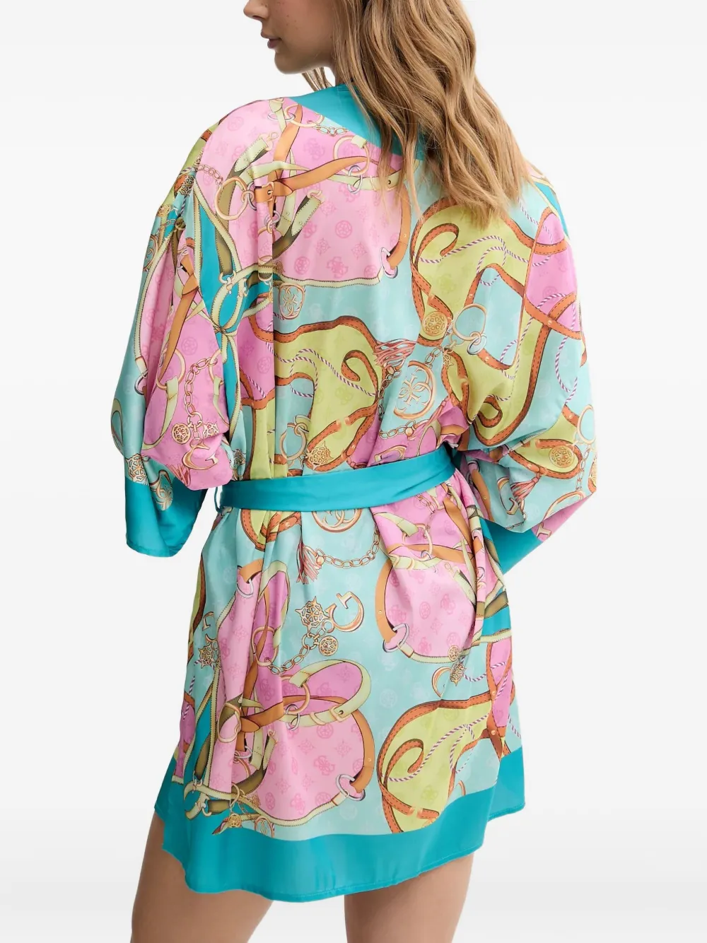 Guess Usa Printed Wrap Cover-up In Blue