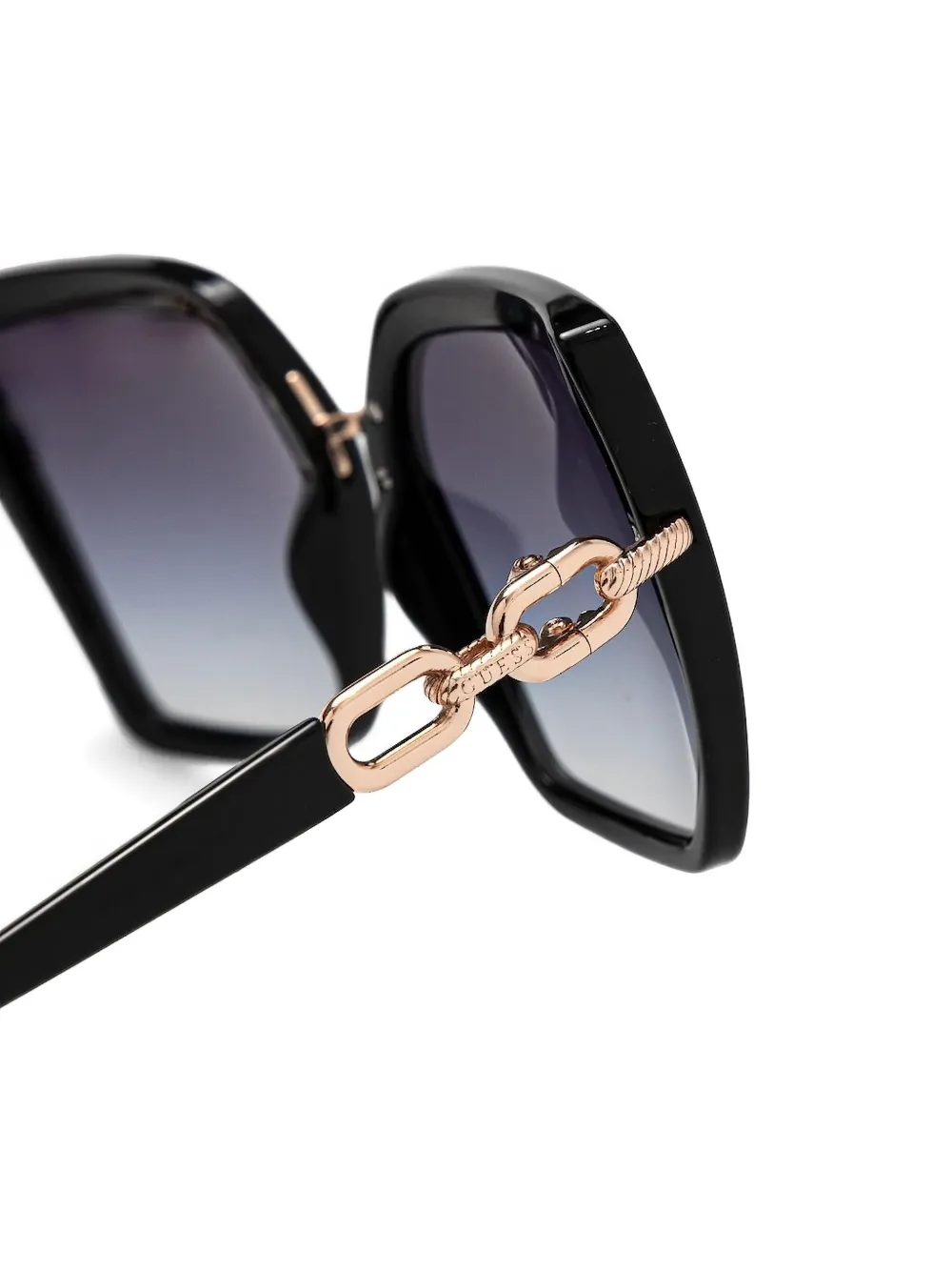 GUESS EYEWEAR Zonnebril met vierkant montuur en schakelketting - Zwart