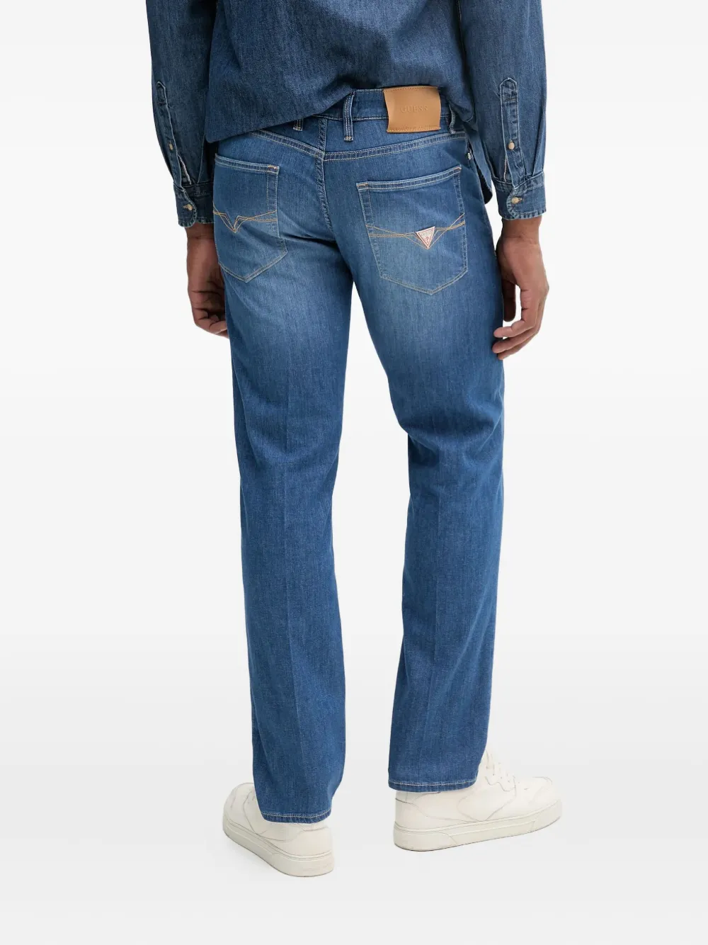 GUESS USA Jeans met logoplakkaat Blauw