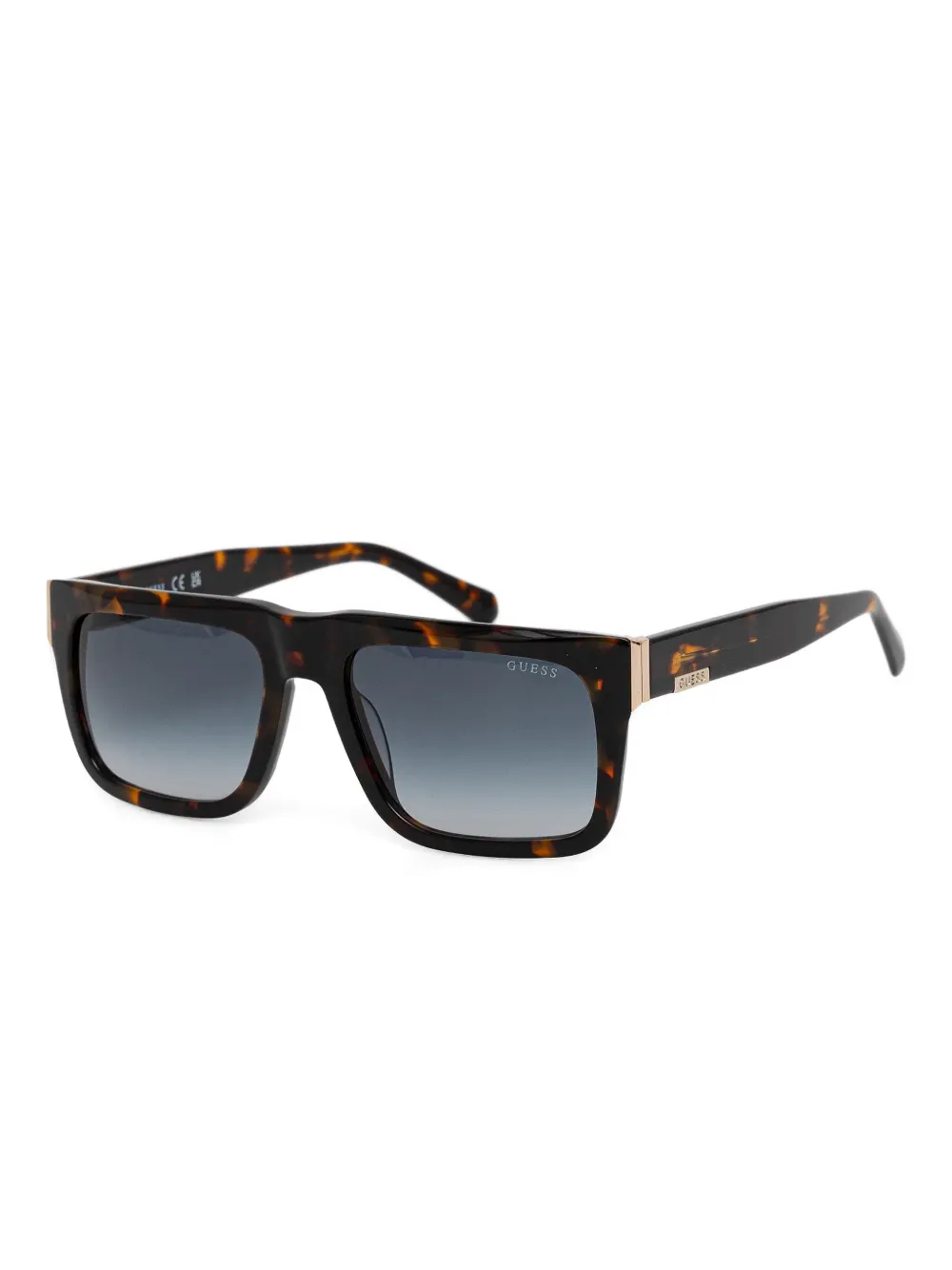 GUESS EYEWEAR Zonnebril met rechthoekig montuur en schildpadschild-effect Bruin