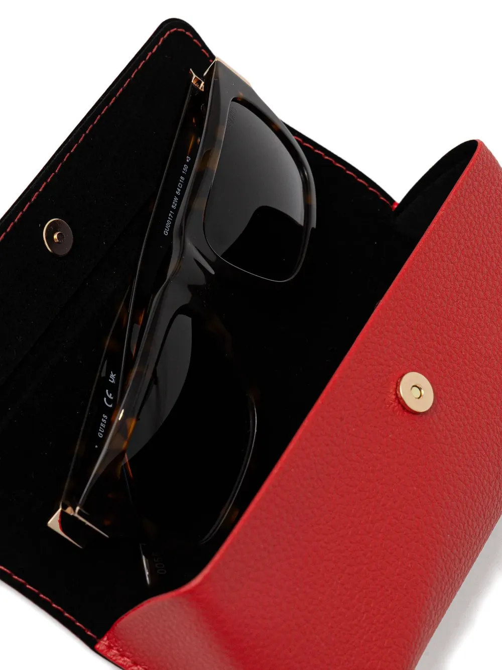 GUESS EYEWEAR Zonnebril met rechthoekig montuur en schildpadschild-effect Bruin