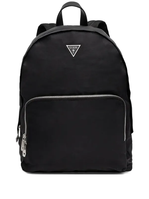 black leather guess backpack GUESS USA logo-plaque Backpack | Black