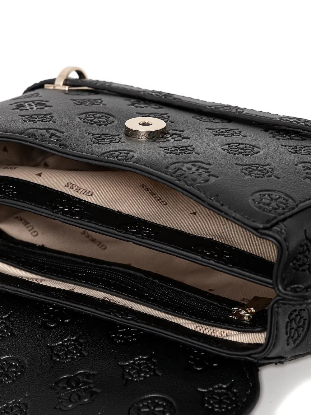 GUESS USA embossed flap tote bag Zwart