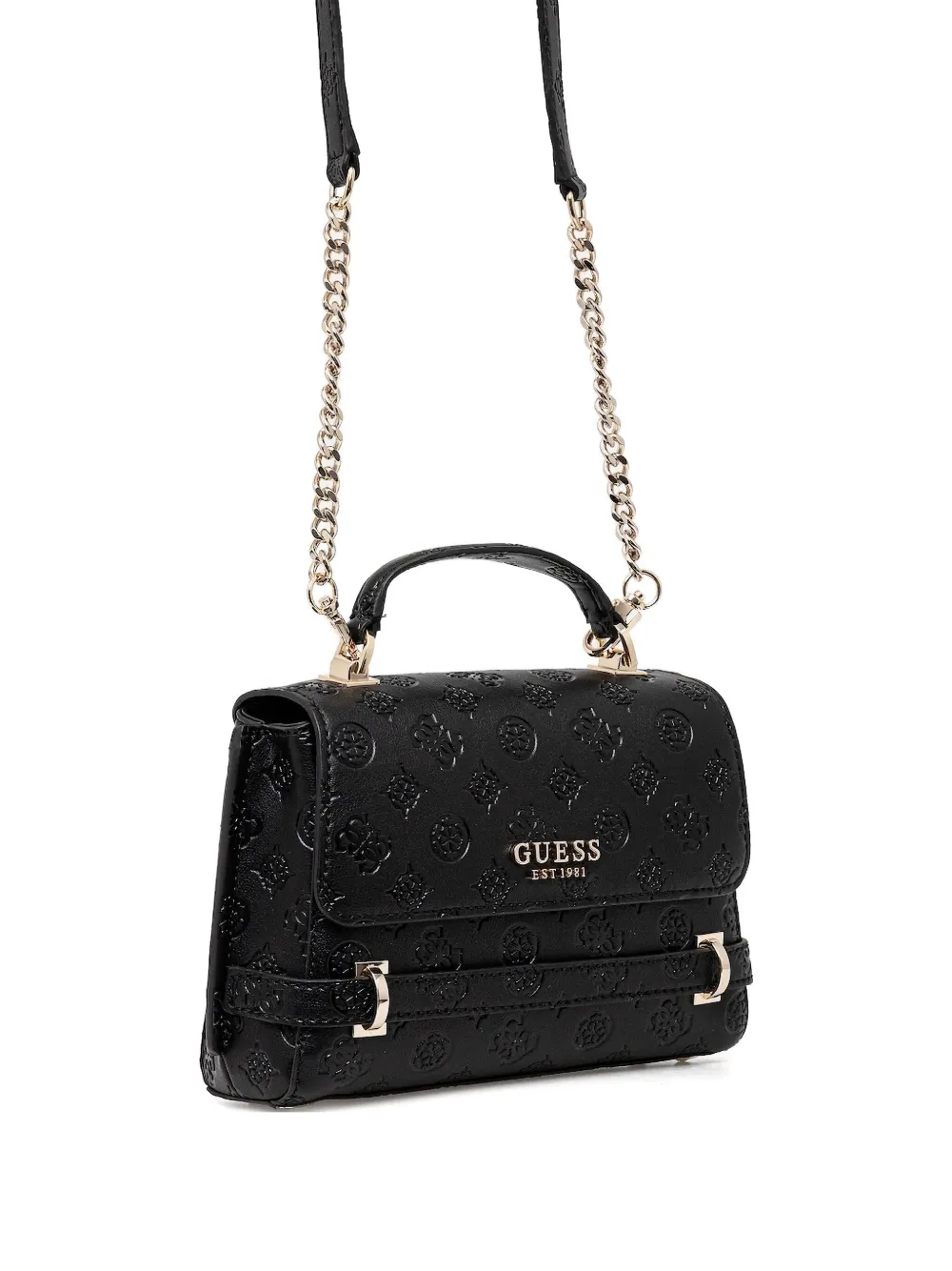 GUESS USA embossed flap tote bag Zwart