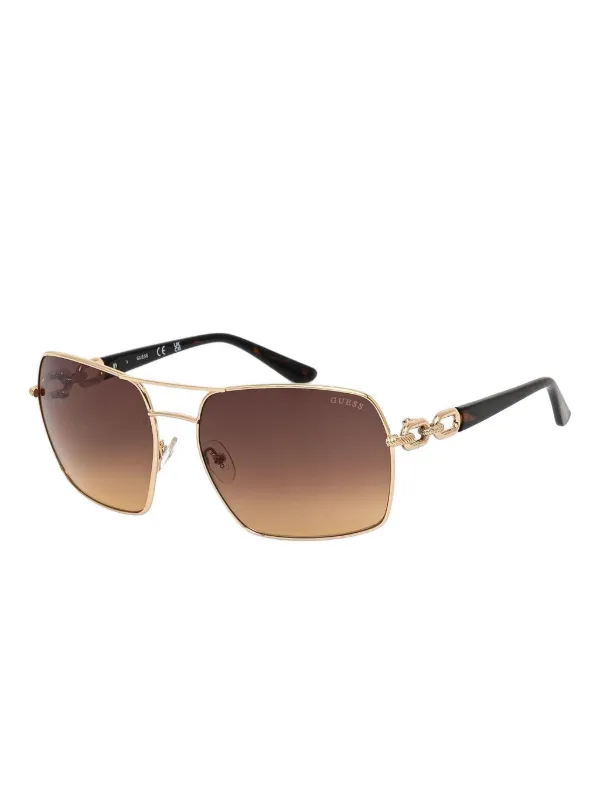 GUESS EYEWEAR chain-link square-frame Sunglasses | Brown  display picture 2