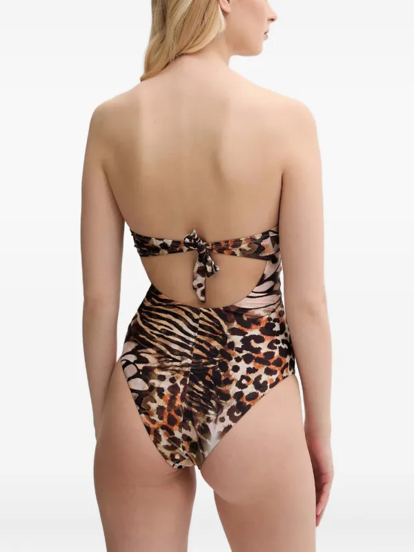 GUESS USA Costume Da Bagno Con Stampa Marrone FARFETCH IT