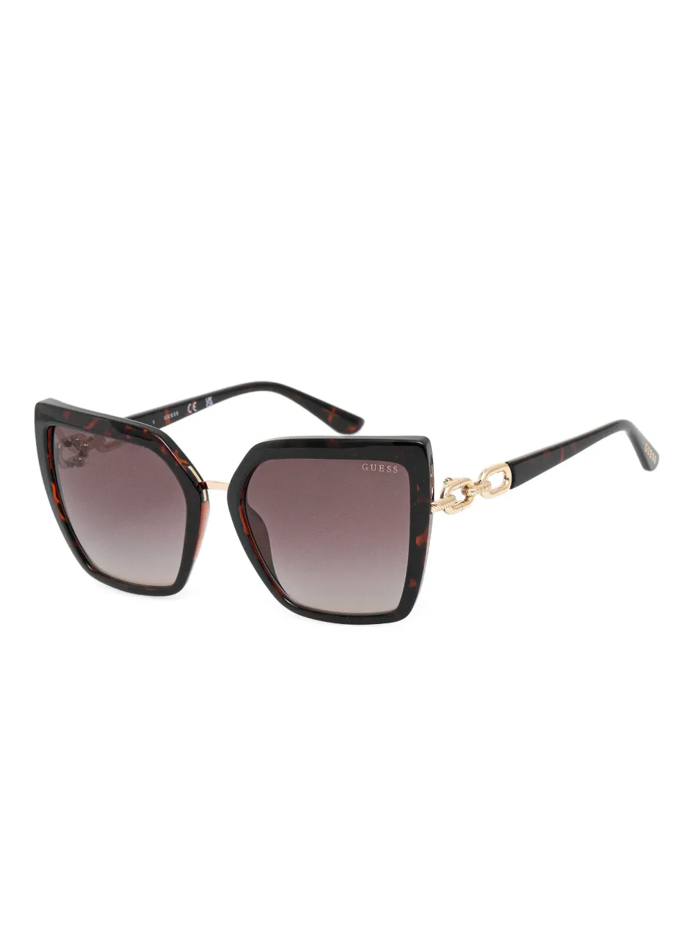 GUESS EYEWEAR tortoiseshell geometric sunglasses - Bruin