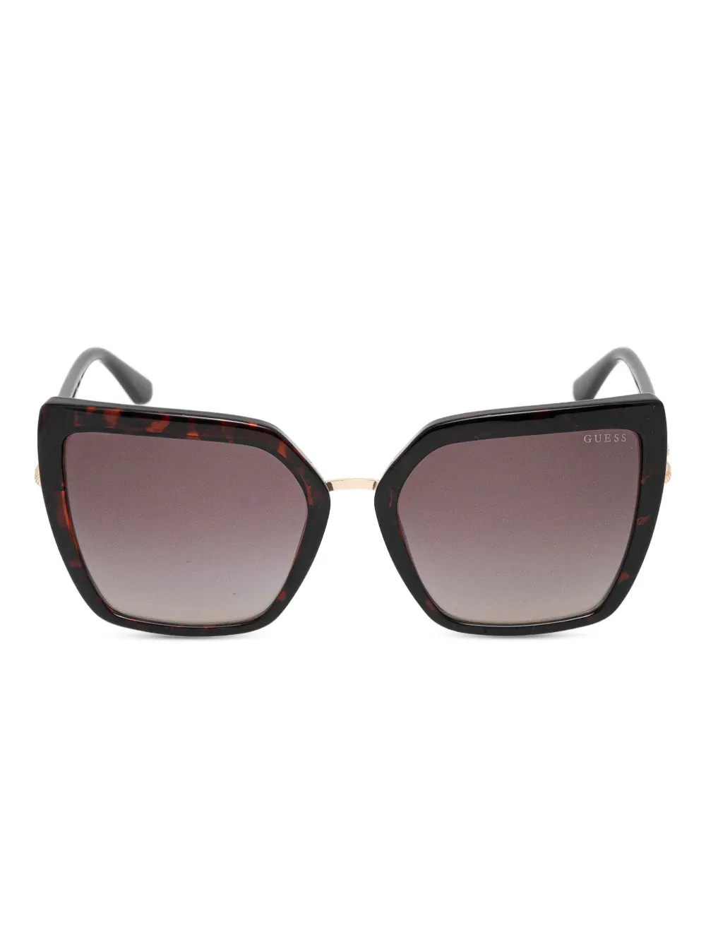 GUESS EYEWEAR Zonnebril met schildpadschild-design en geometrisch montuur Bruin