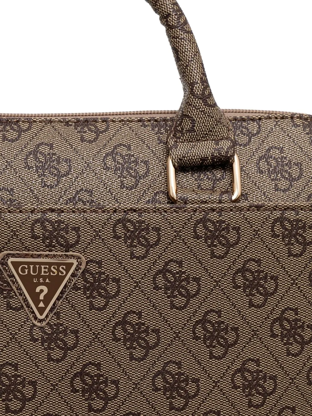 Guess Usa Logo-plaque Top-handle Bag In Brown