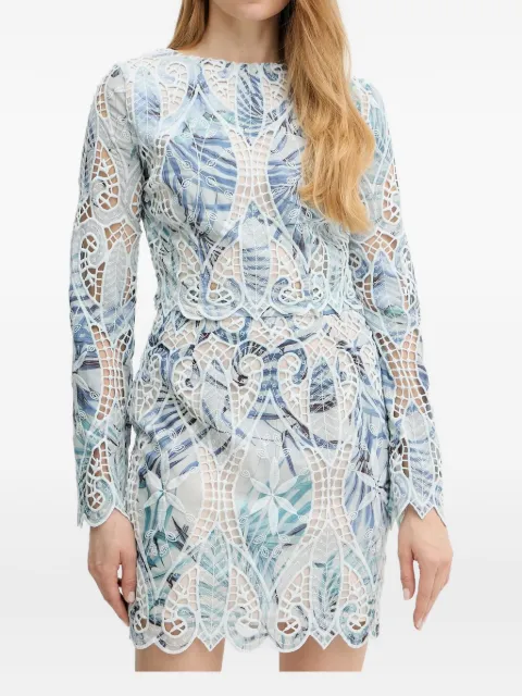 GUESS USA leaf-print embroidered skirt