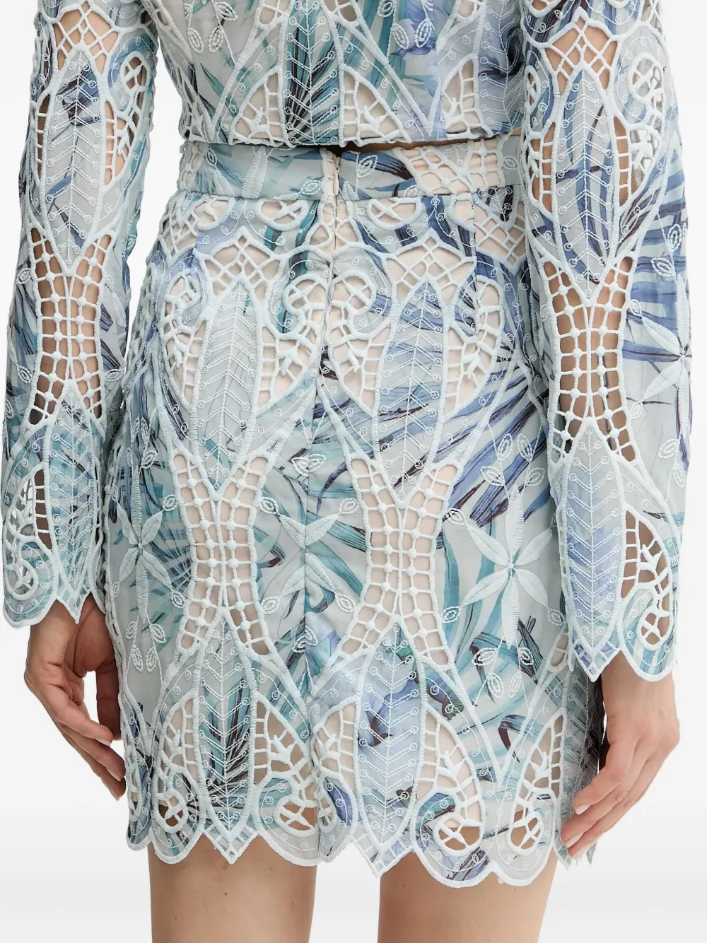 GUESS USA Rok met geborduurd blad Blauw