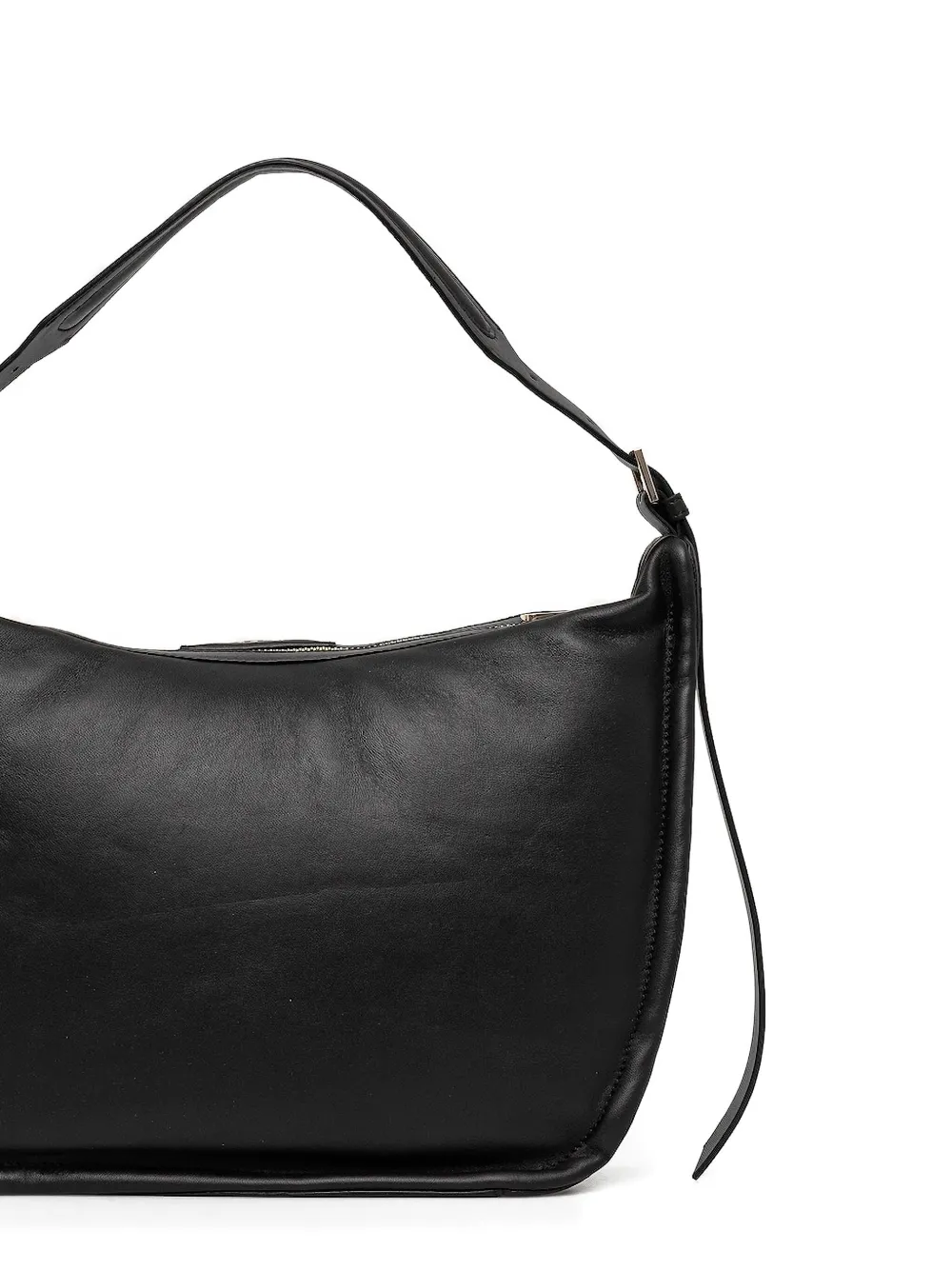 GUESS USA zip-top leather shoulder bag Zwart