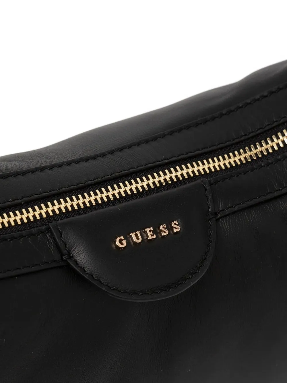 GUESS USA zip-top leather shoulder bag Zwart