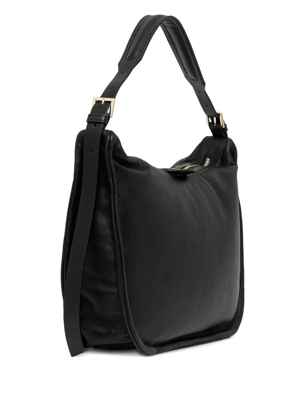 GUESS USA zip-top leather shoulder bag Zwart