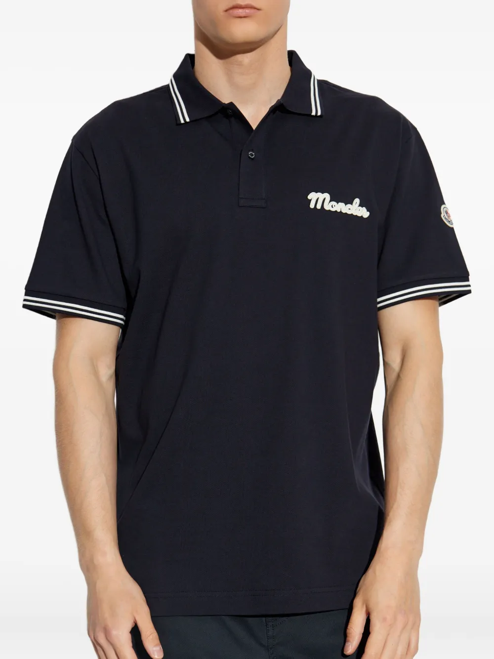Moncler Poloshirt met geborduurd logo Blauw
