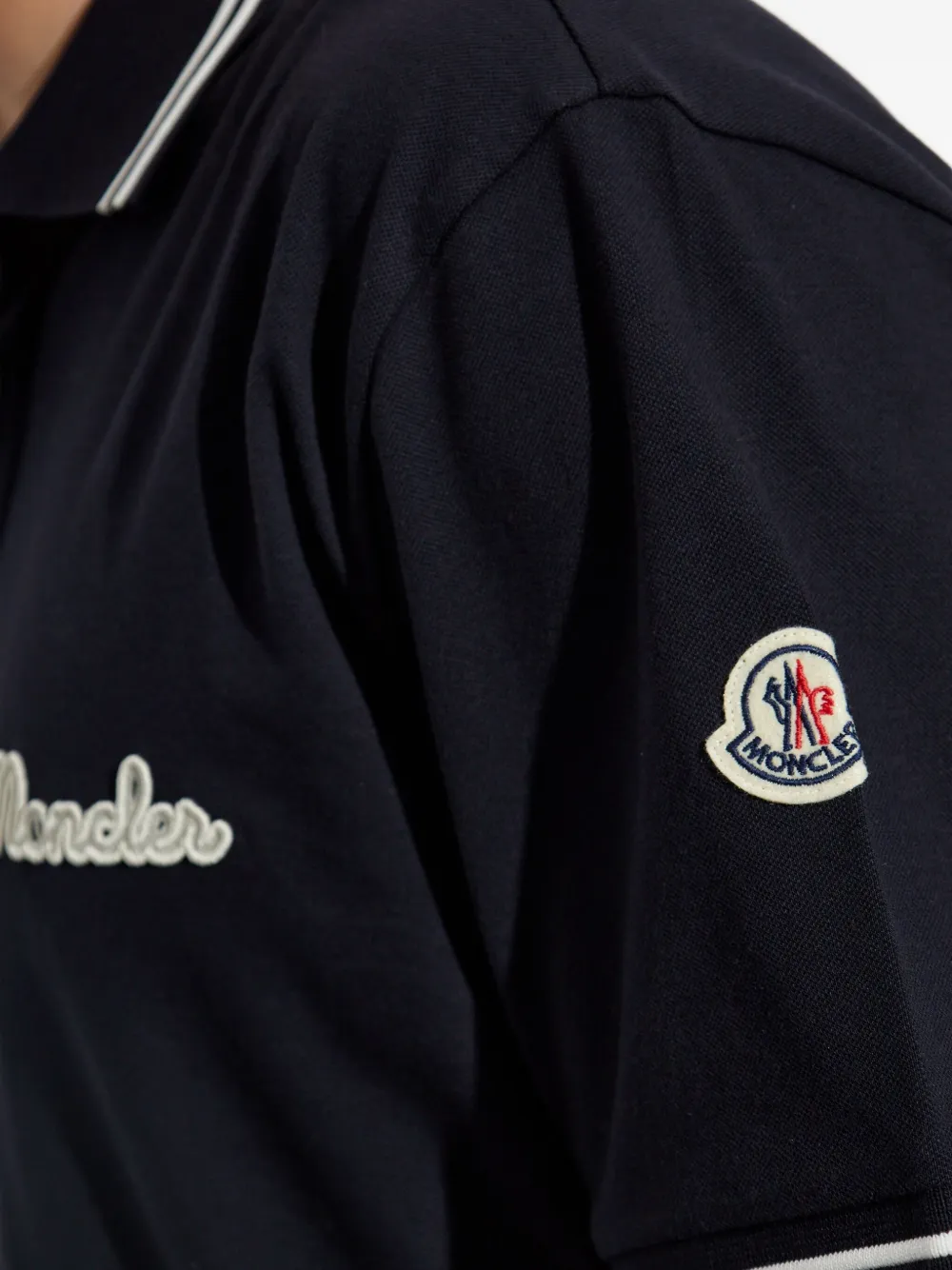 Moncler Poloshirt met geborduurd logo Blauw