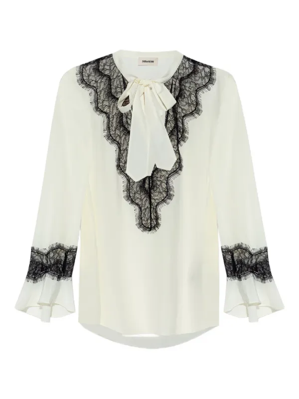 zadig&voltaire レースブラウス Zadig&Voltaire レーストリム ブラウス | ニュートラル | FARFETCH JP
