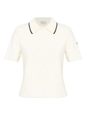 Tシャツ・カットソー MONCLER Woman Polo Shirt White K10938A00004899TW 034 White Logo Patch Cotton Piquet Polo Shirt - Tops & T-shirts