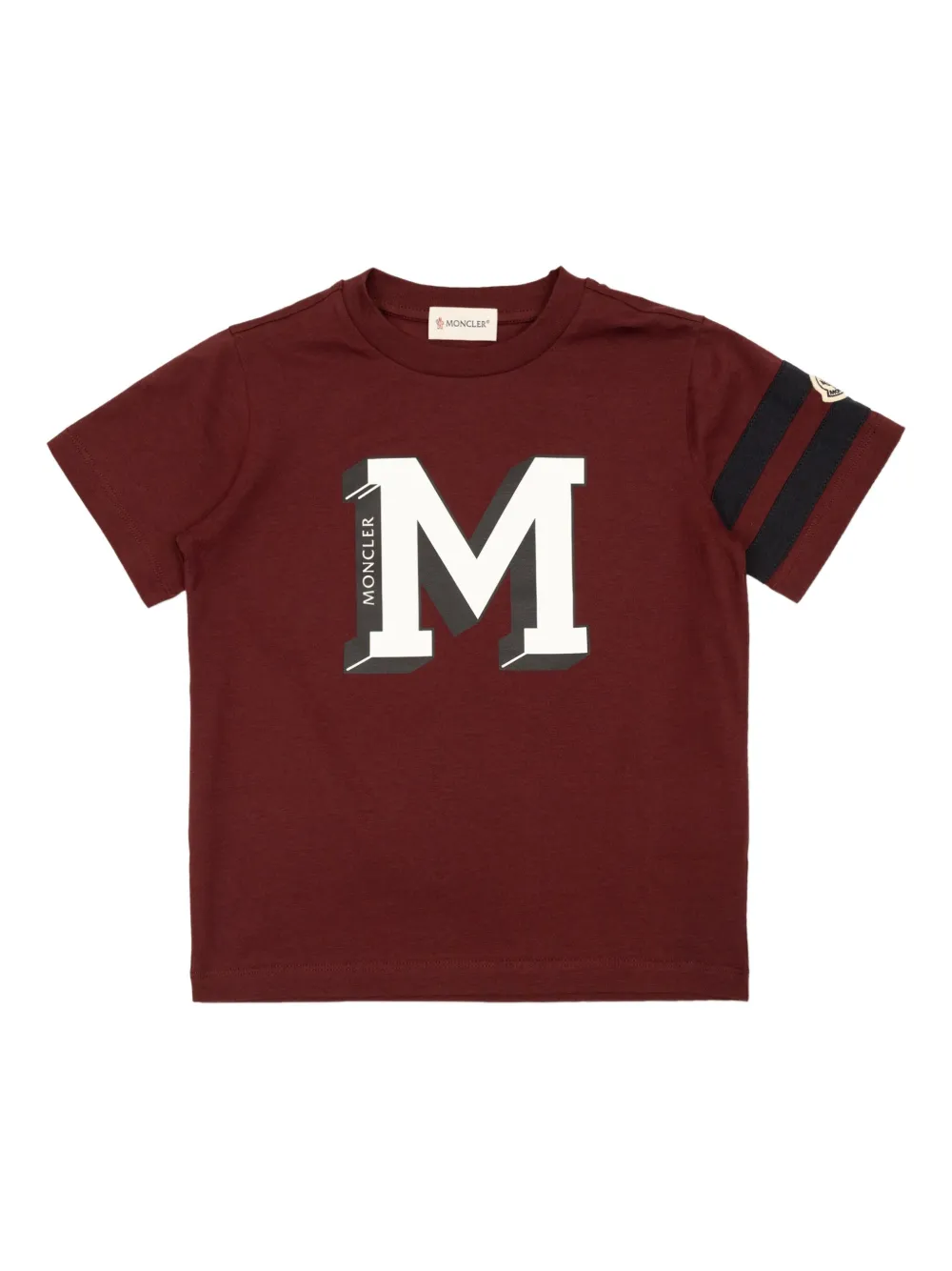 Moncler Enfant Big M T-shirt met logoprint en ronde hals Bruin