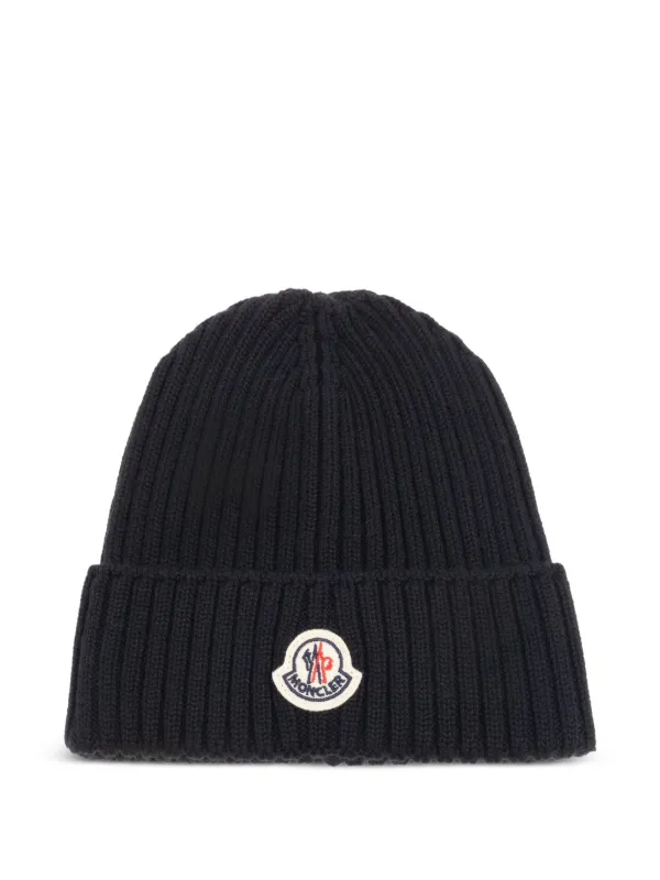 Moncler Enfant リブニット ビーニー | ブラック | FARFETCH JP