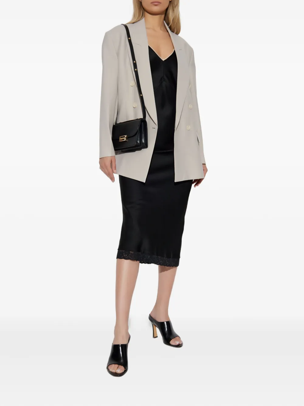 Victoria Beckham Kokerrok met afwerking van kant Zwart