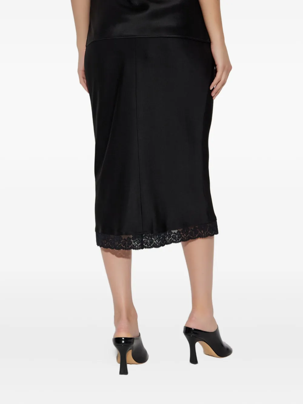 Victoria Beckham Kokerrok met afwerking van kant Zwart