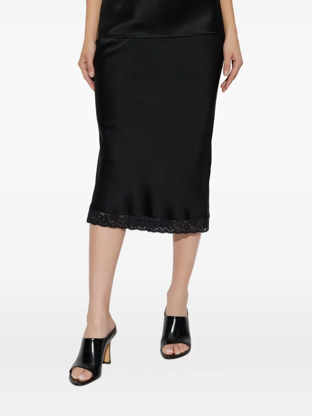Victoria Beckham Kokerrok met afwerking van kant Zwart
