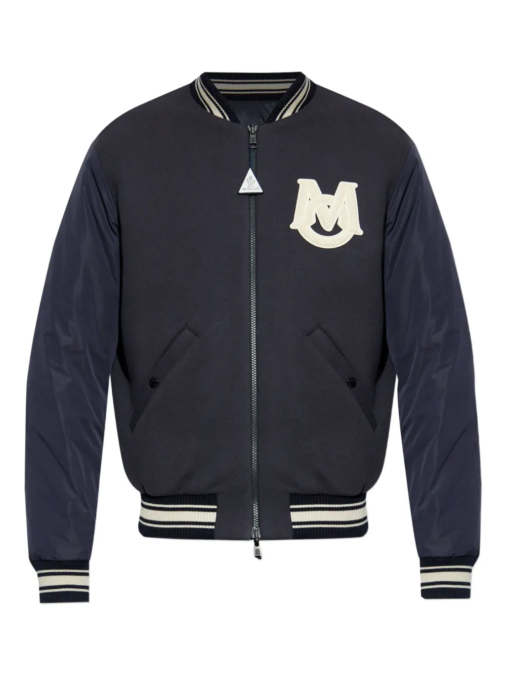 Moncler veste bomber en maille nervurée à rayures | bleu | Image 1